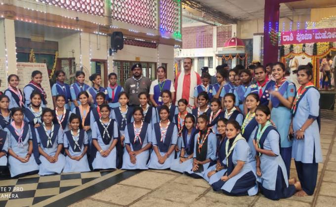 "Service at Kodavooru Temple by Rangers of Dr G Shankar Government Women's First Grade College Ajjarkad", BSG Karnataka District Association Udupi. India.