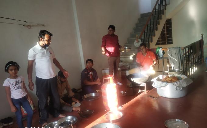 Food distribution at near bus stand sikar