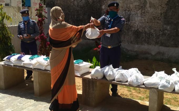 The ration food was distribution to the poor needy family