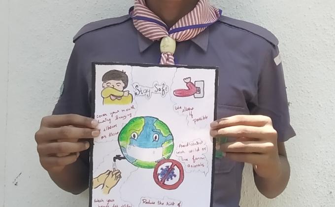 drawing to make aware of corona virus