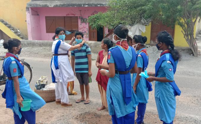 ##distributionand creating awareness on use of mask ,hamdwash, maintaining cleanliness and social distancing ##