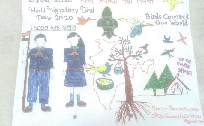 विश्व प्रवासी पक्षी दिवस पर जिला स्तर पर आयोजित होने वाली गतिविधियों के तहत प्रवासी पक्षियों की पोस्टर प्रतियोगिता के आयोजन में हिस्सा लिया !