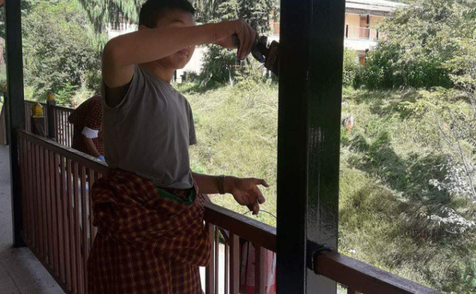 Painting the school