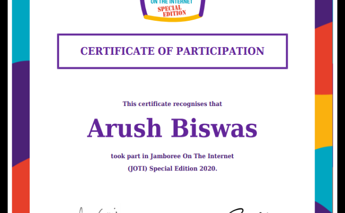 Certificate of Appreciation....JotaJoti Special Edition 2020. #sankalp #sankalpforbeautifulworld #bsgindia #stayhomestaysafe #challenge