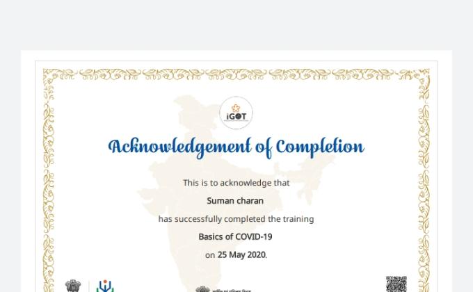 igot Basics of covid 19 trening completed
