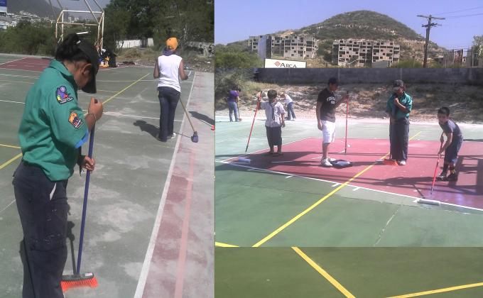 Limpieza, Pintado y Restablecimiento de Cancha en Comunidad  de Escasos Recursos