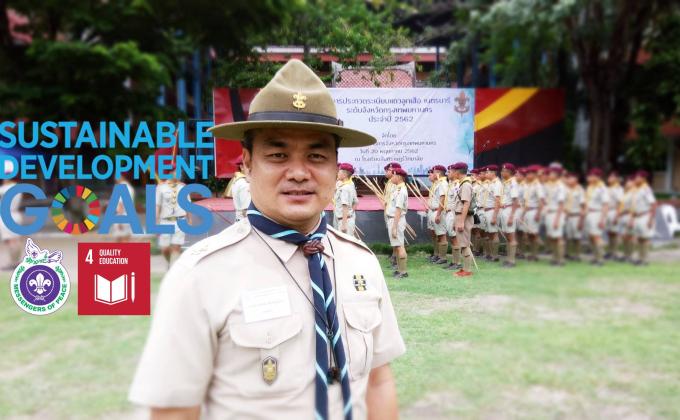 Volunteering to be a judge for boy scout marching competition, Bangkok