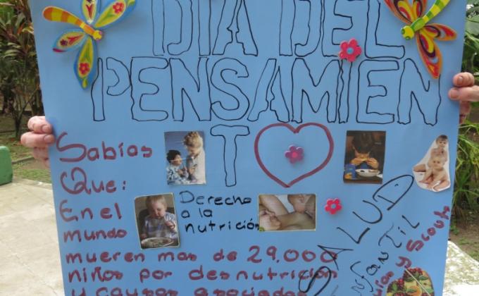 Pintamos un mural "juntos podemos cambiar nuestro mundo". Grupo 144 - Limón - CR