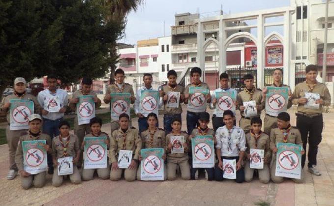 مفوضية درنة للكشافة والمرشدات تطلق حملة ( مجتمع امن = مجتمع خالي من السلاح ) .