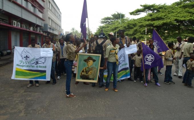 Les Messagers de la Paix lors de l`anniversaire du Fondateur du Mouvement scout