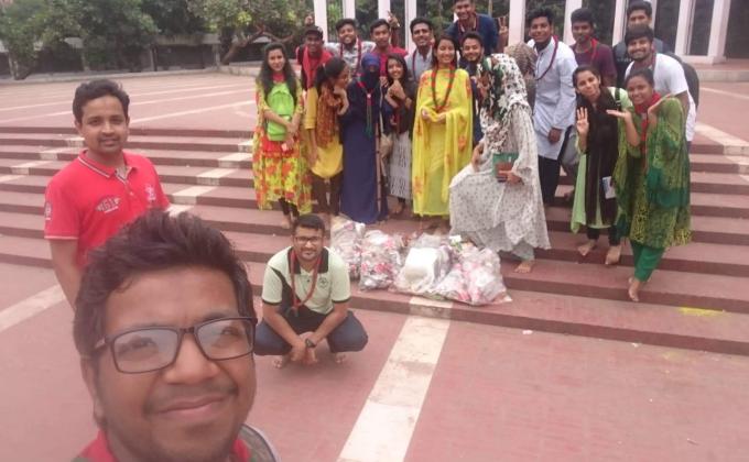Cleaning Central Shaheed Minar